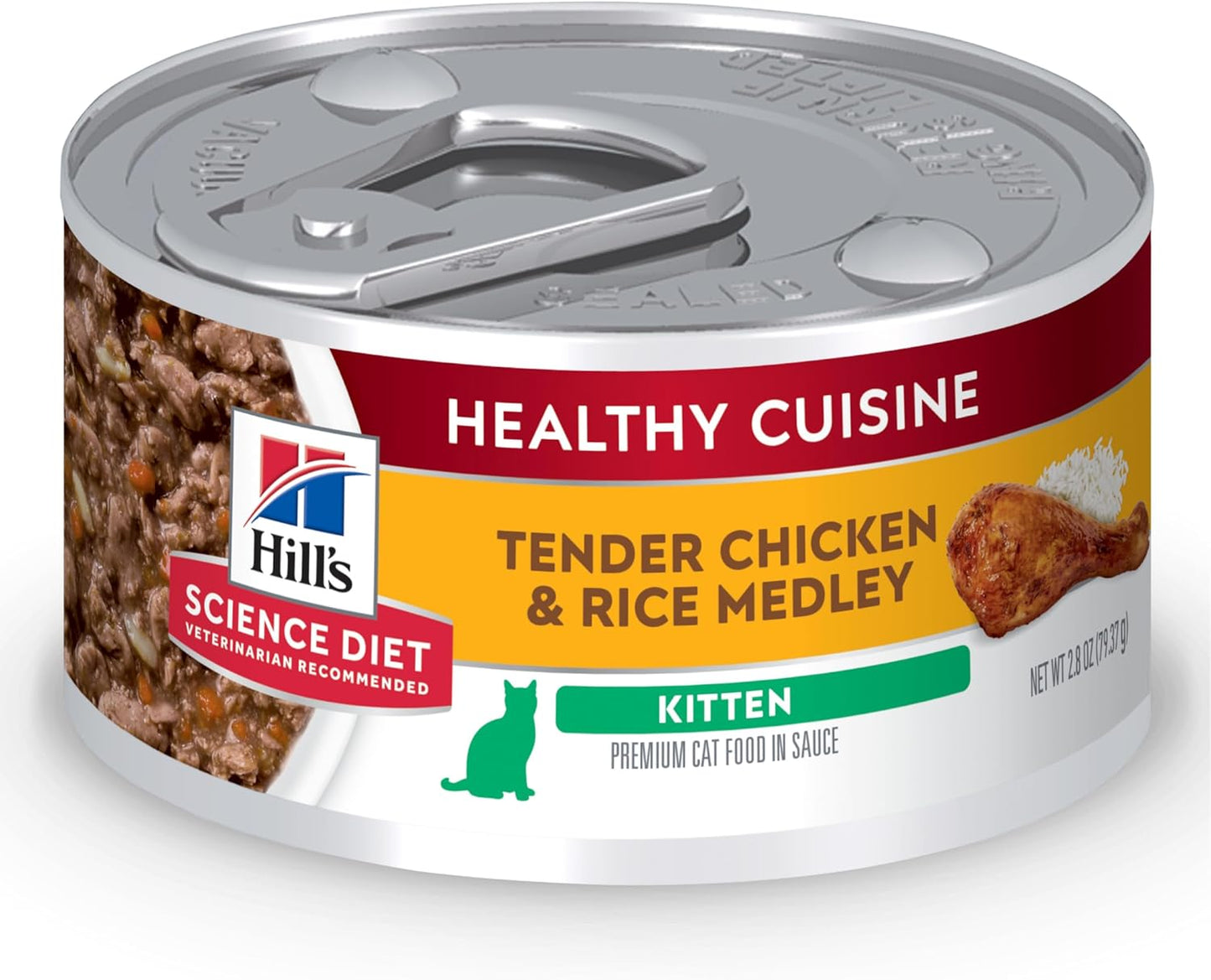 Hill's Science Diet Healthy Cuisine, Kitten, Great Taste, Wet Cat Food, Chicken & Rice Stew, 2.8 oz Can, Case of 24