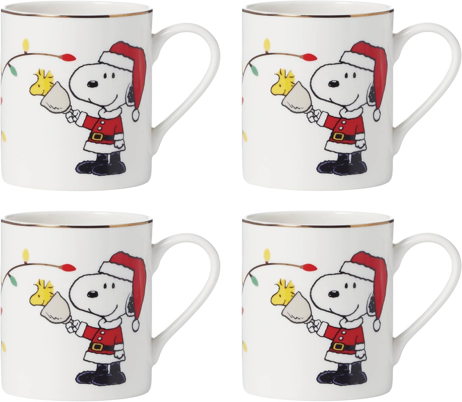 Lenox Snoopy Christmas Mugs, Set of 4, 4 Count, Multi