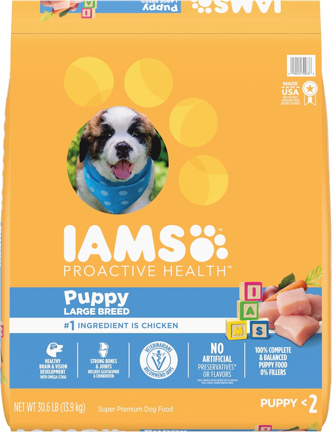 IAMS Smart Puppy Large Breed Dry Dog Food with Real Chicken, 30.6 lb. Bag