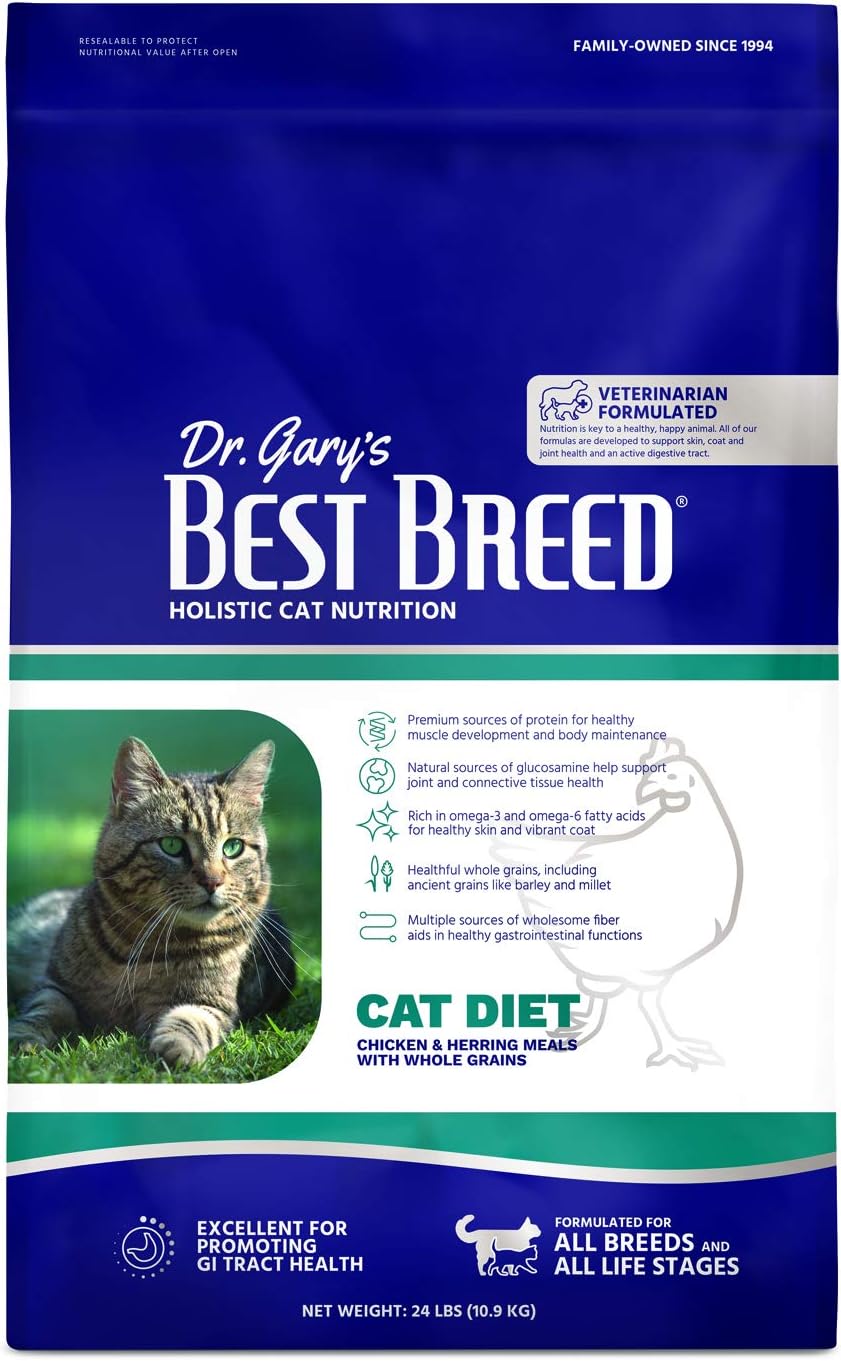 Best Breed Dr. Gary's Cat Diet Slow-Cooked in USA [Natural Dry Cat Food for All Ages] - 24lbs.,Dark Brown