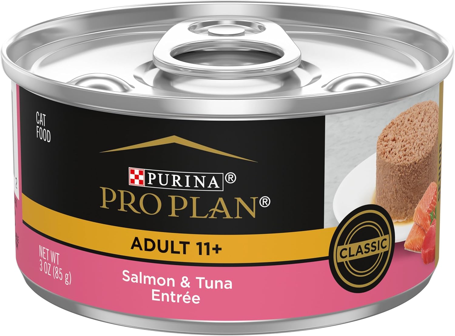 Purina Pro Plan Pate High Protein Senior Wet Cat Food, SENIOR 11+ Salmon & Tuna Entree - (Pack of 24) 3 oz. Pull-Top Cans