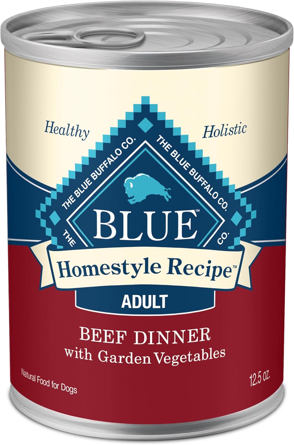 Blue Buffalo Homestyle Recipe Adult Wet Dog Food, Made with Natural Ingredients, Beef Dinner With Garden Vegetables, 12.5-oz. Cans (Pack of 12)