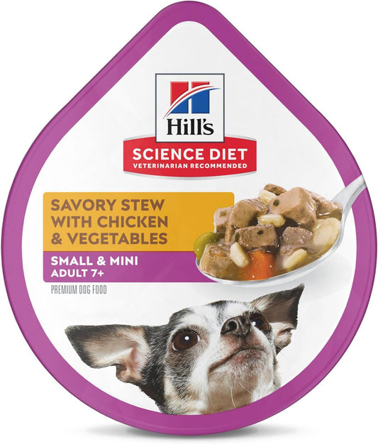 Hill's Science Diet Adult 7+ Small Paws Savory Stew Chicken & Vegetables Canned Dog Food, 3.5 oz., Case of 12