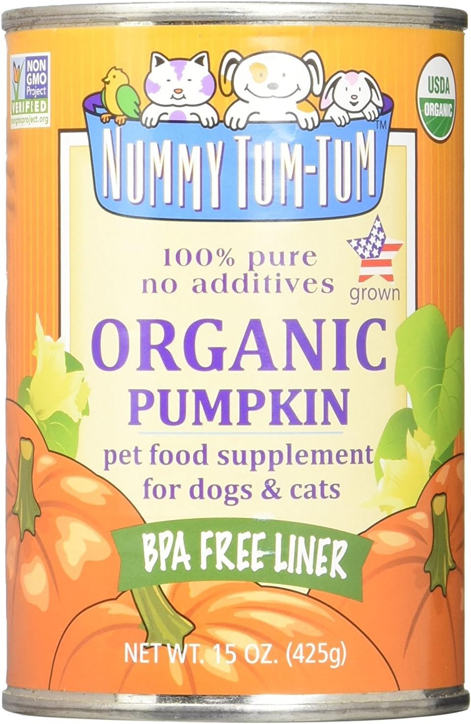 Nummy Tum Tum Organic Pumpkin For Dogs & Cats, 15 Ounce (Pack of 12)