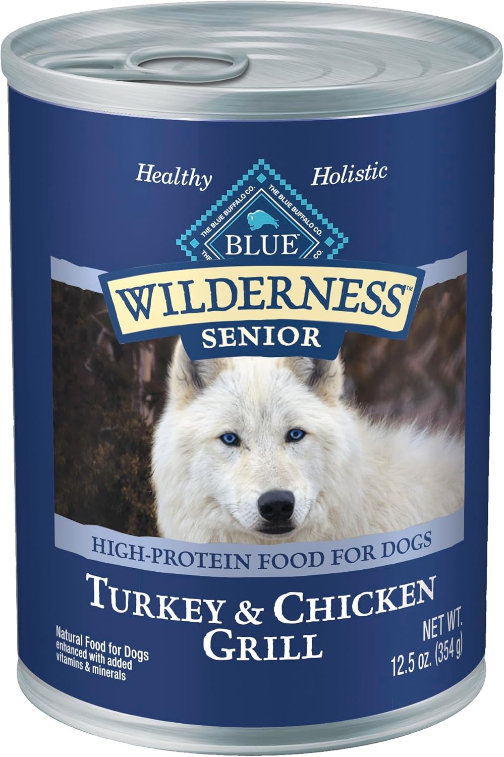 Blue Buffalo Wilderness Natural High Protein Wet Food for Senior Dogs, Turkey & Chicken, 12.5-oz Cans, 12-Count