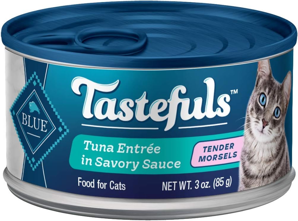 Blue Buffalo Tastefuls Wet Cat Food Morsels, Made with Natural Ingredients, Tuna, 3-oz Cans (24 Count)