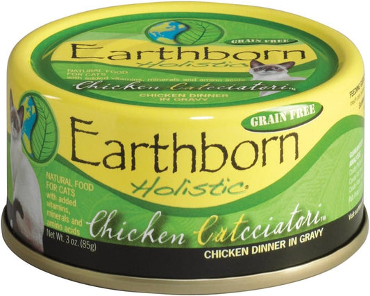 Earthborn Holistic Chicken Catcciatori Chicken Dinner in Gravy Grain-Free Wet Food for Adult Cats (3 oz. Cans, Pack of 24)