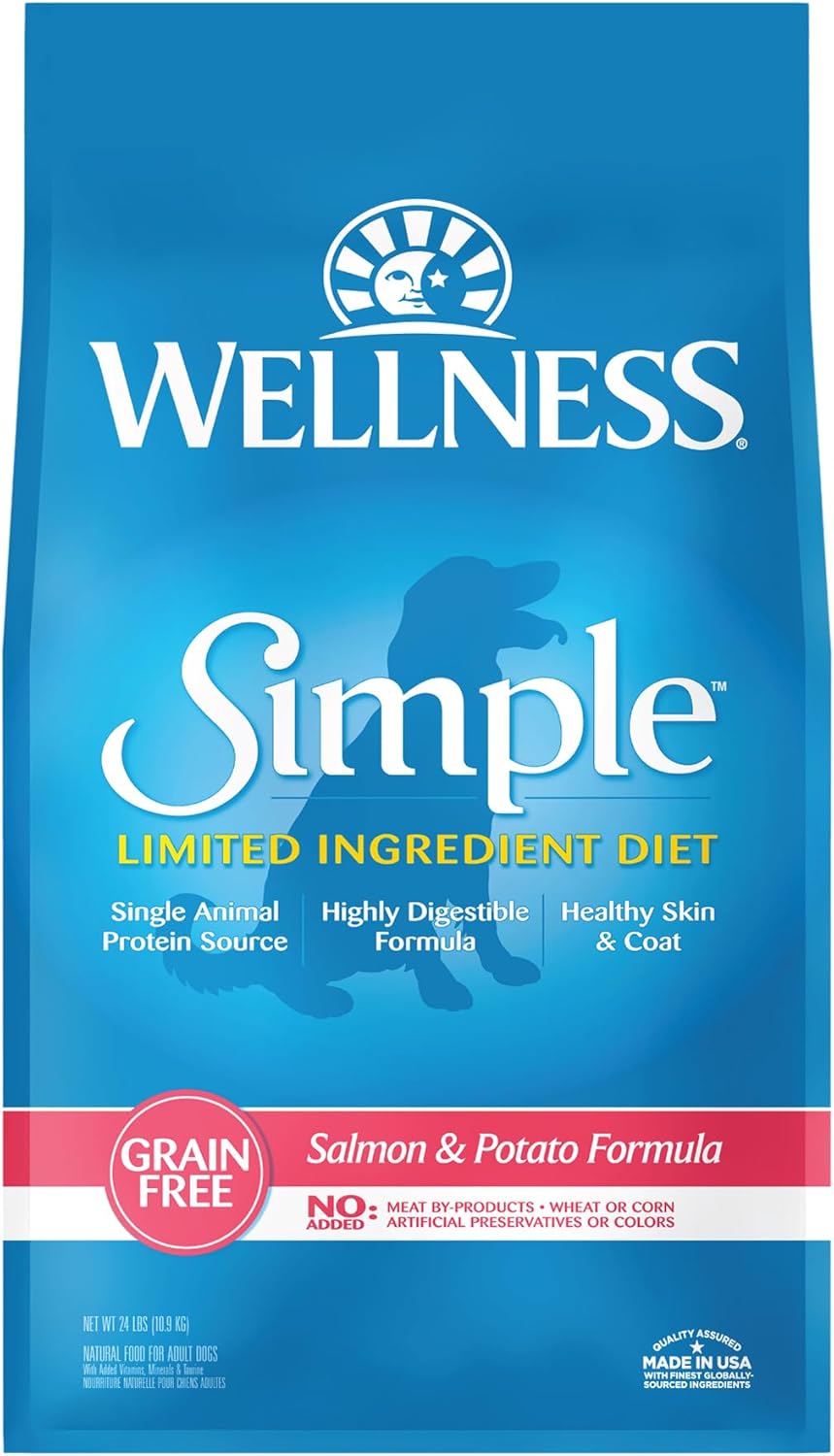 Wellness Natural Pet Food Wellness Simple Natural Grain Free Limited Ingredient Dry Dog Food, Salmon and Potato Recipe, 24-Pound Bag