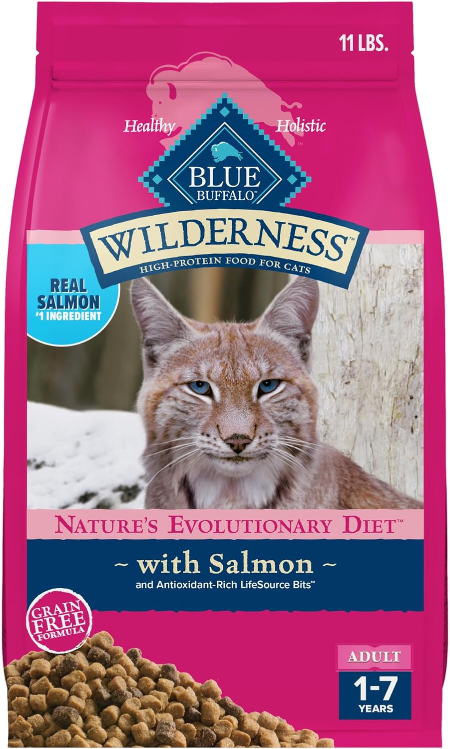 Blue Buffalo Wilderness Natural High Protein Grain Free Salmon Dry Food for Adult Cats 11 lbs.