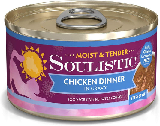 Soulistic Moist & Tender Chicken Dinner in Gravy Wet Cat Food, 3 oz., Case of 12