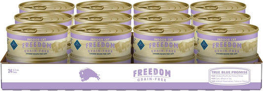 Blue Buffalo Freedom Grain-Free Adult Wet Cat Food, Complete & Balanced Nutrition for Indoor Cats, Made with Natural Ingredients, Chicken Recipe, 5.5-oz. Cans (24 Count)