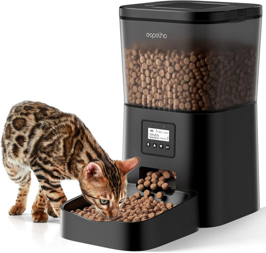 Espelho Automatic Cat Food Dispenser: Automatic Cat Feeder- 4L Timed Pet Feeder 1-6 Meals Portion Control for Cat& Small Dog| Auto Cat Feeder Freshness and Safety Dry Food with 10S Voice Record