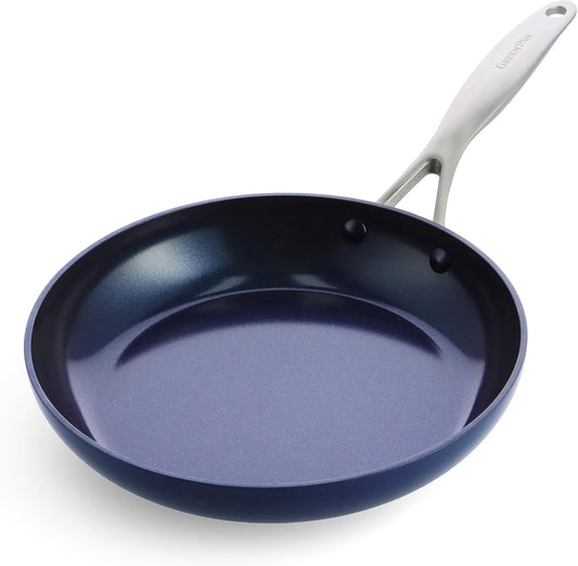 GreenPan Valencia Pro Hard Anodized Healthy Ceramic Nonstick 10" Frying Pan Skillet, PFAS-Free, Induction, Dishwasher Safe, Oven Safe, Blue