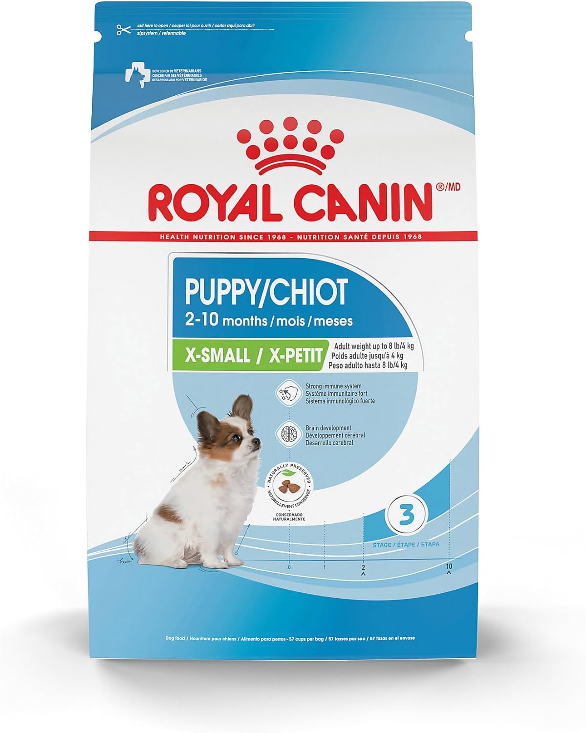 Royal Canin Size Health Nutrition X-Small Breed Dry Puppy Food, Supports Brain Development, Immune Support and Digestive Health, 3 lb Bag