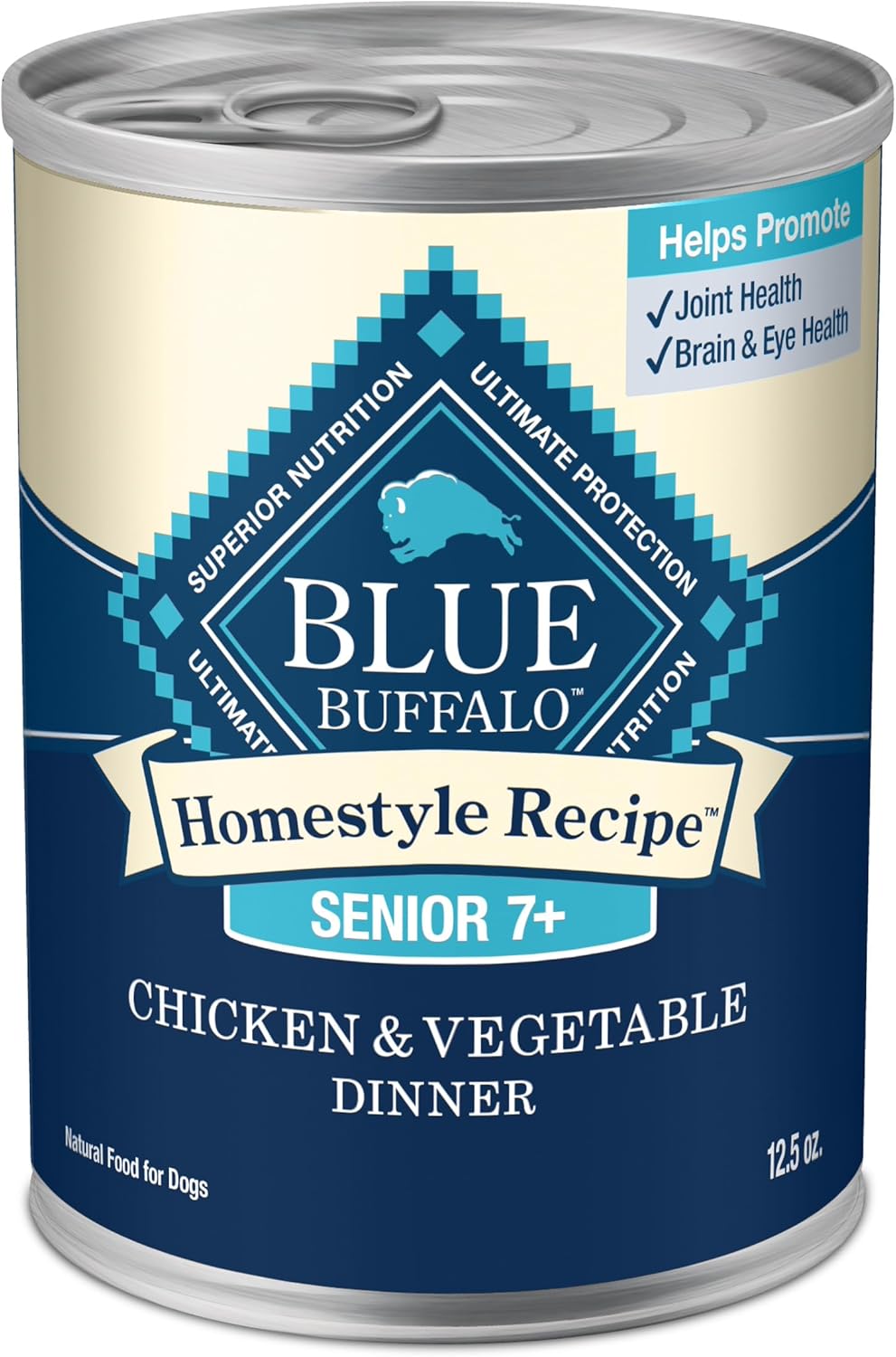 Blue Buffalo Homestyle Recipe Senior Wet Dog Food, Made with Natural Ingredients, Chicken Dinner with Garden Vegetables, 12.5-oz. Cans (12 Count)