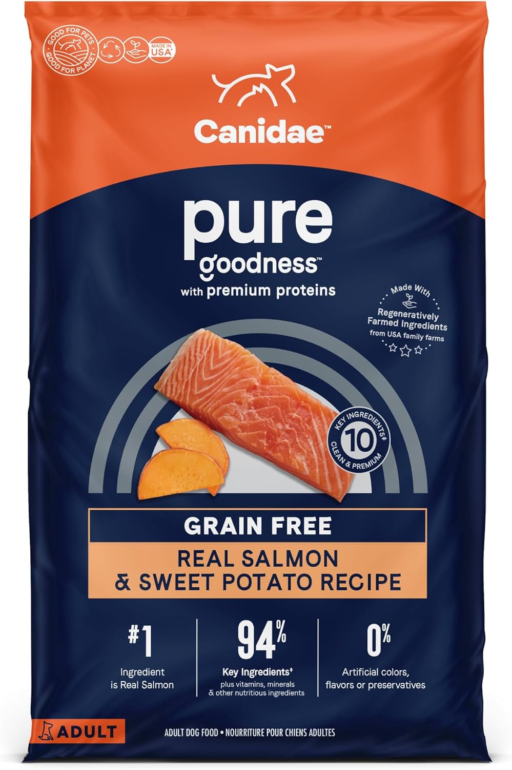 Canidae Pure Real Salmon & Sweet Potato Recipe Adult Dry Dog 22 LB