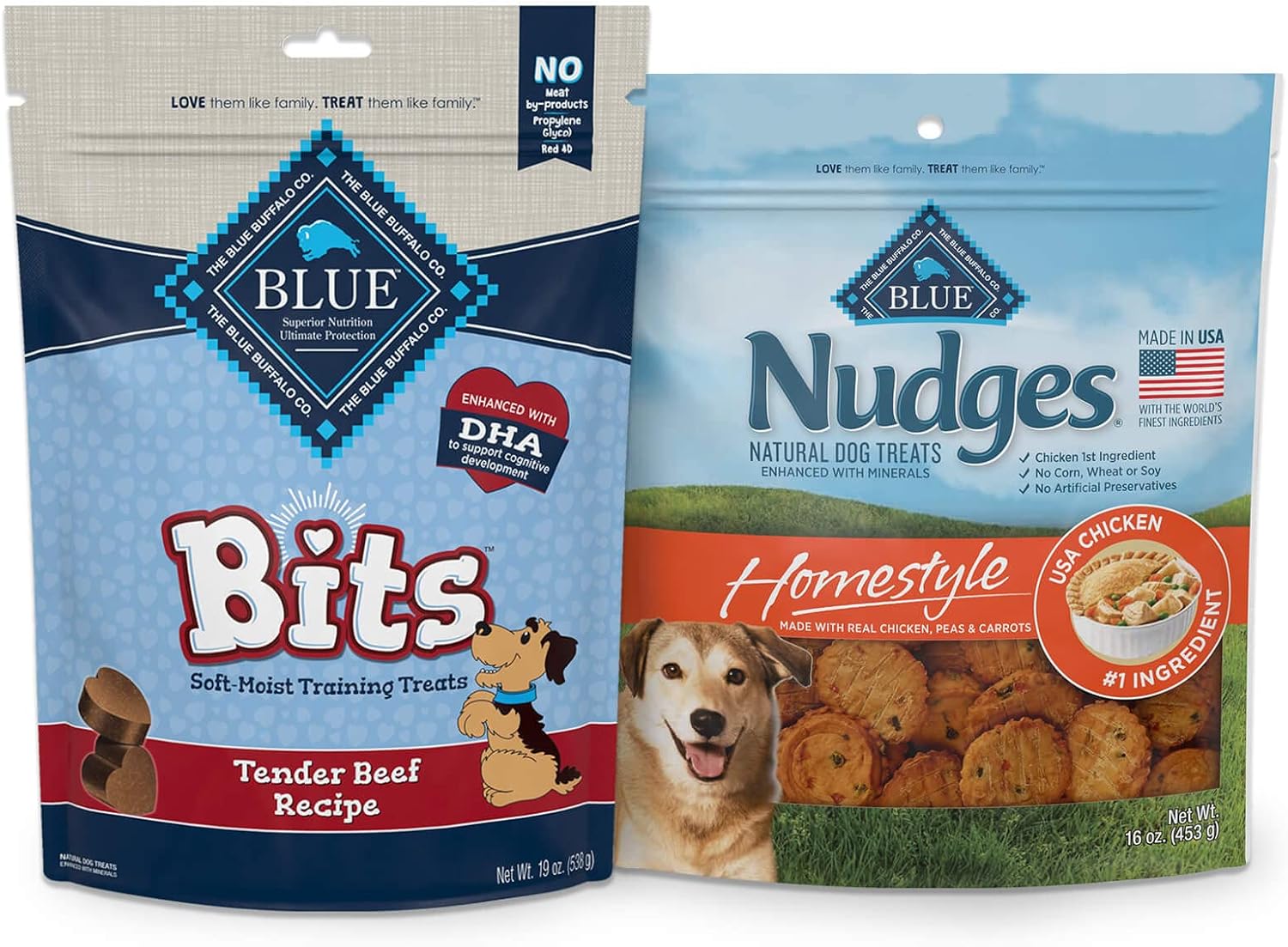 Blue Buffalo Dog Treats Variety Bundle, Beef and Chicken, Peas and Carrots