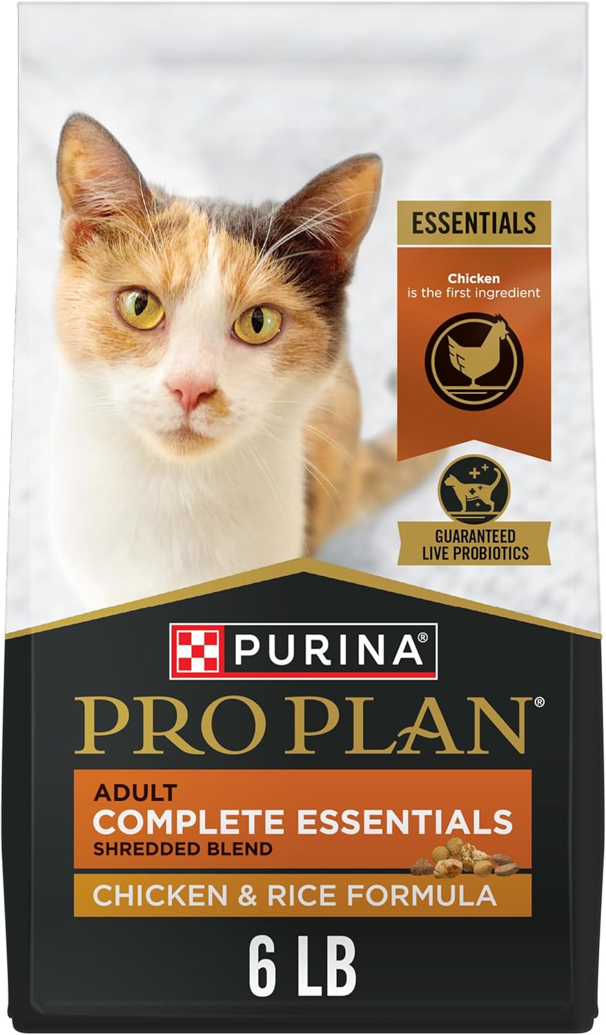 Purina Pro Plan Complete Essentials Shredded Blend Chicken and Rice Formula Adult High Protein Cat Food - 6 lb. Bag