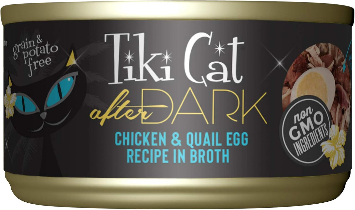 Tiki Cat After Dark, Chicken & Quail Egg, High-Protein and 100% Non-GMO Ingredients, Wet Cat Food for Adult Cats, 2.8 oz. Cans (Pack of 12)