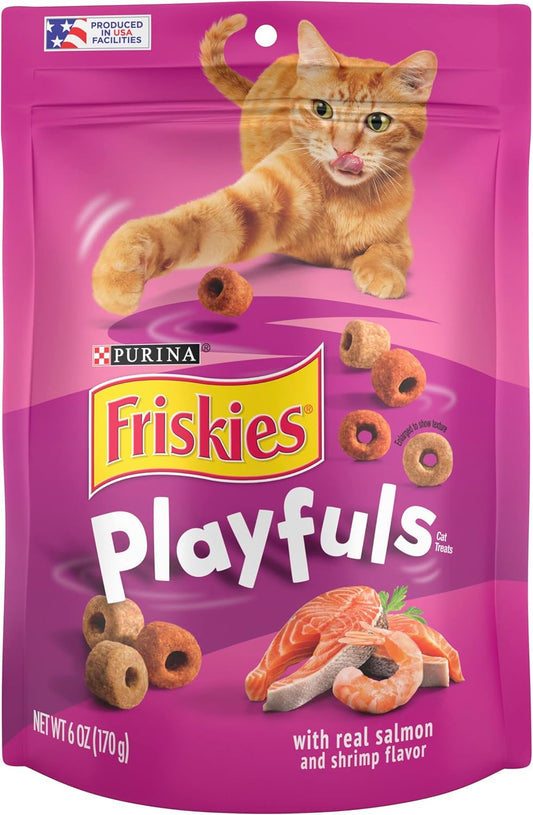 Purina Friskies Playfuls With Salmon and Shrimp Flavor Cat Treats - (Pack of 6) 6 oz. Pouches