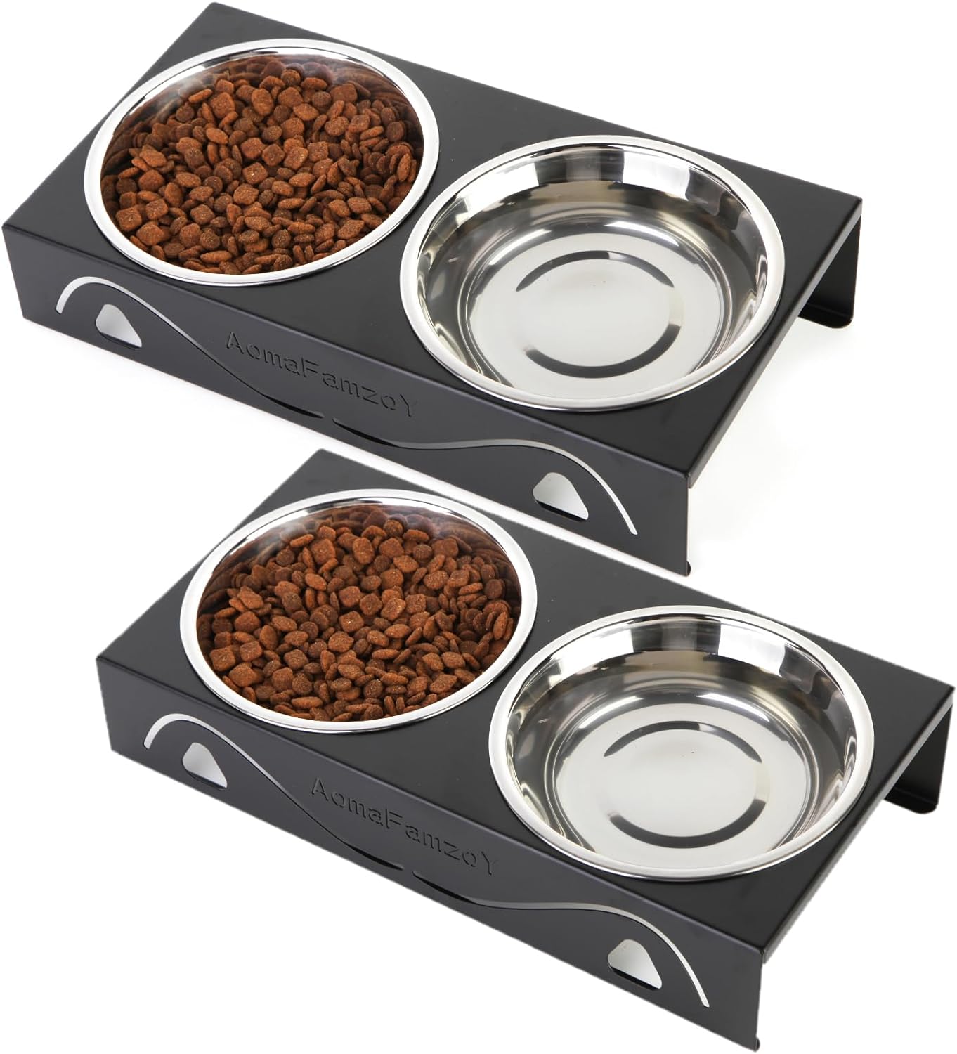 2 Pack Cat Food Bowls, Cat Bowls for Indoor Cats with Metal Stand, Anti Vomiting Raised Cat Bowl, Elevated Cat Bowls for Food and Water Suitable for Use with Cats and Puppies (2Pcs\/4Bowls)