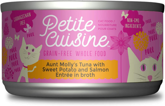 Petite Cuisine Aunt Molly's Wet Cat Food, Tuna with Sweet Potato and Salmon 2.8 oz. Cans (24 Count)