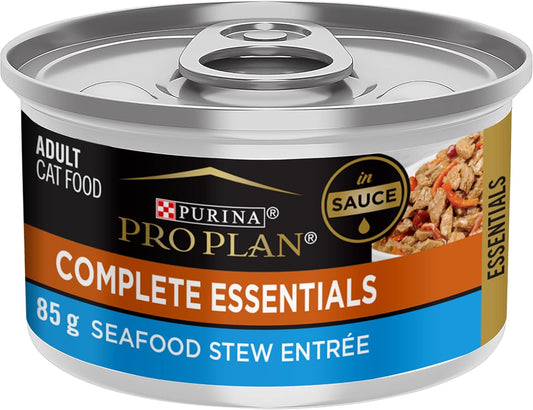 Purina Pro Plan Complete Essentials Seafood Stew Entree in Sauce or Gravy Wet Cat Food, 3 oz., Case of 24