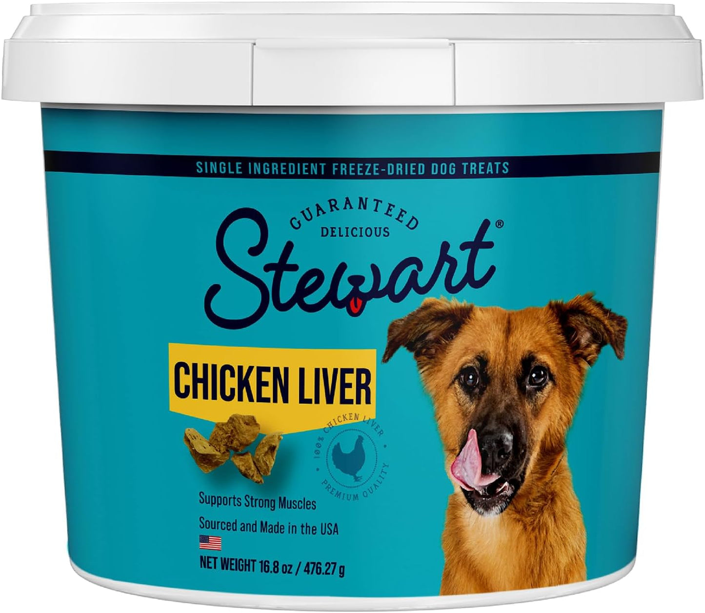 Stewart Single Ingredient Freeze Dried Raw Dog Treats, Chicken Liver, 16.8 Ounce Resealable Tub, Training Treats or Meal Topper Dogs, High Protein, Grain Free, Gluten Free