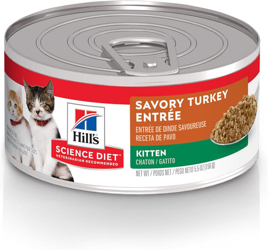 Hill's Science Diet Kitten, Kitten Premium Nutrition, Wet Cat Food, Turkey Minced, 5.5 oz Can, Case of 24