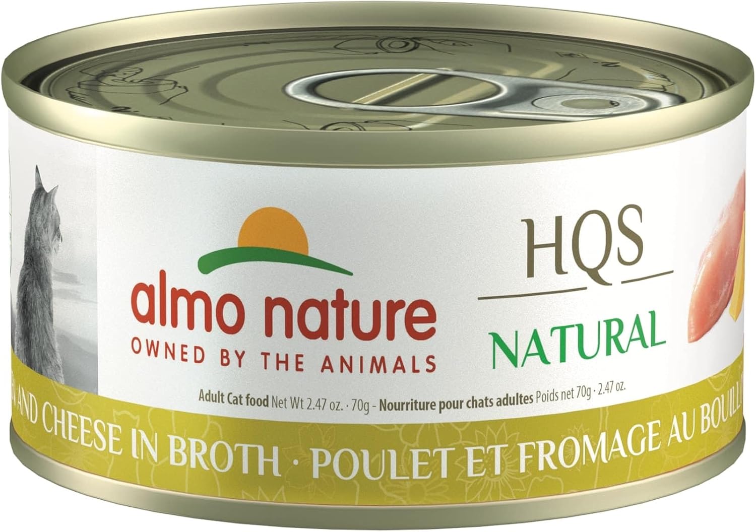 Almo Nature HQS Natural Wet Cat Food Chicken and Cheese in broth 2.47 oz (Pack of 24)