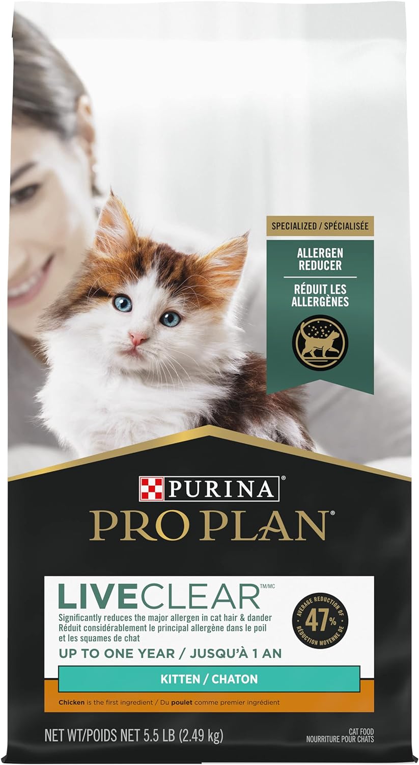 Purina Pro Plan LiveClear Dry Cat Food for Kittens Chicken & Rice Formula - 5.5 lb. Bag