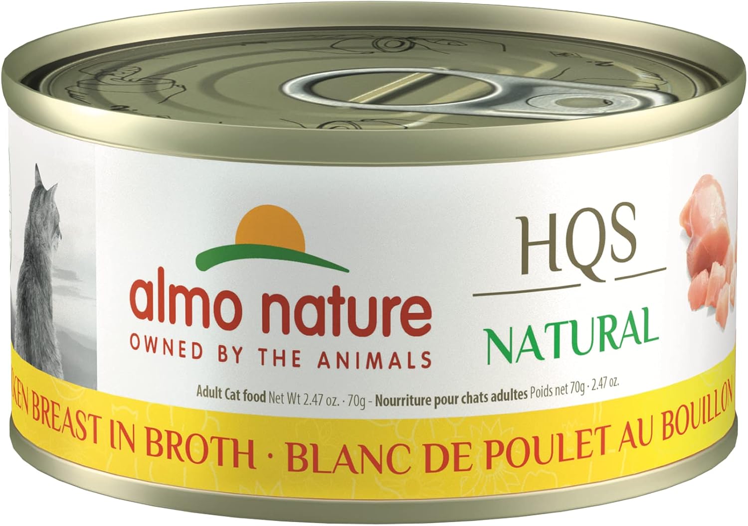 almo nature HQS Natural - Chicken Breast in Broth Grain Free Wet Canned Cat Food (24 Pack of 2.47 oz\/70g Cans)