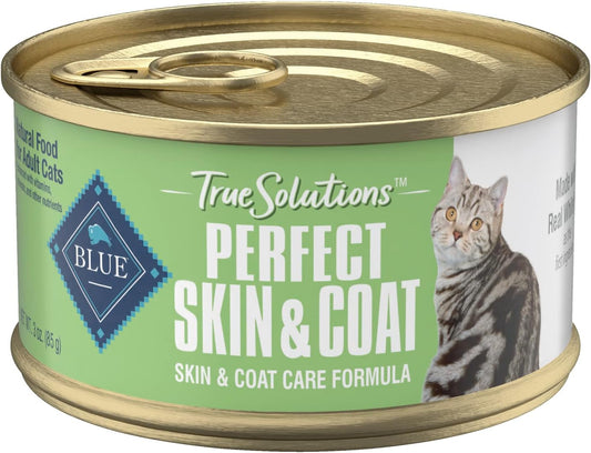 Blue Buffalo True Solutions Perfect Skin & Coat Natural Adult Wet Cat Food, Whitefish 3-oz Cans (24 Count)