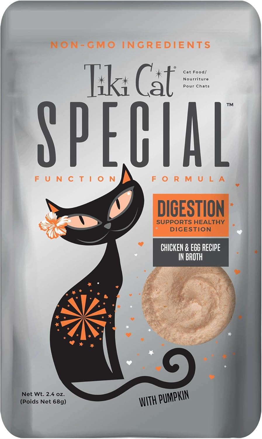 Tiki Cat Special Digestion Mousse, Chicken & Egg Recipe in Broth, Formulated to Support Healthy Digestion, Functional Wet Cat Food, 2.4 oz. Pouches (12 Count)