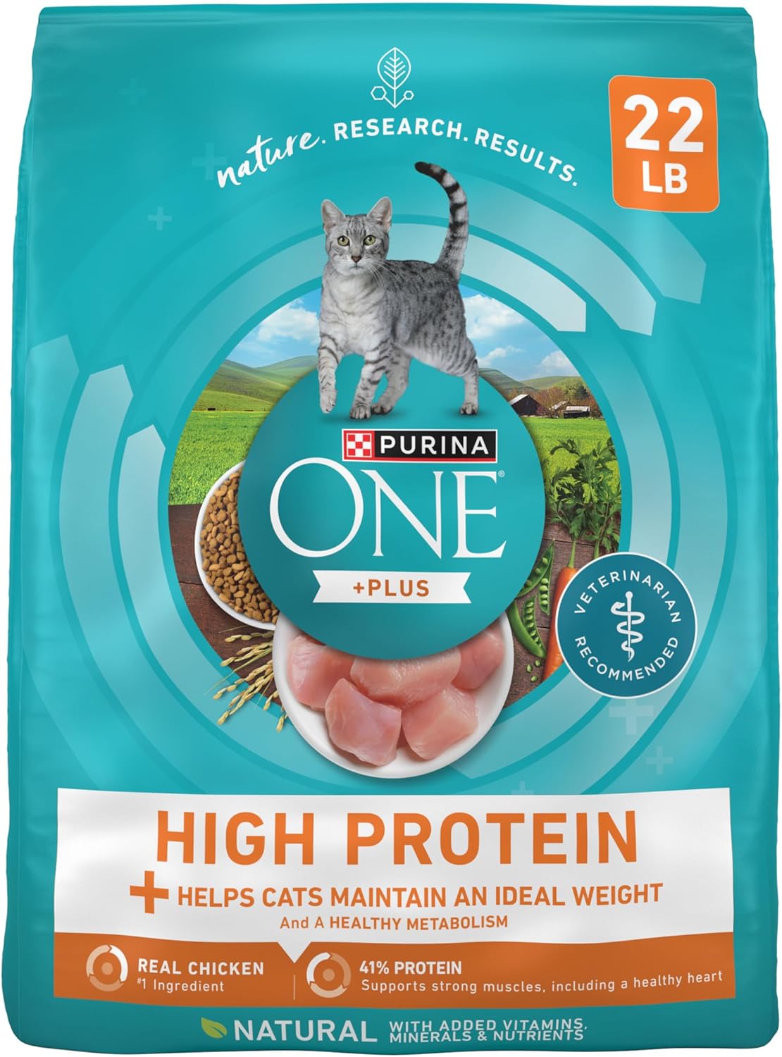 Purina ONE High Protein, Healthy Weight Plus Ideal Weight With Chicken Dry Cat Food Weight Control Formula - 22 Pound (Pack of 1)