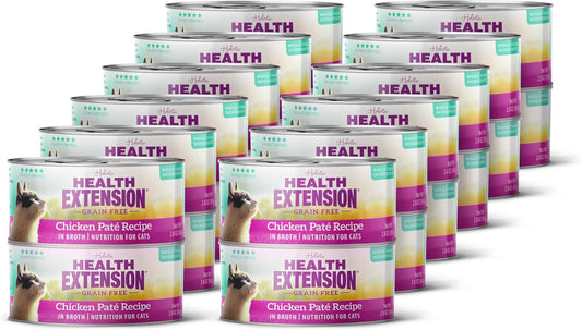 Health Extension Wet Cat Food, 2.8 Oz - Chicken Recipe, Fortified with Essential Proteins, Key Vitamins & Minerals, Supports Overall Health, Daily Nutrition, Pack of 24