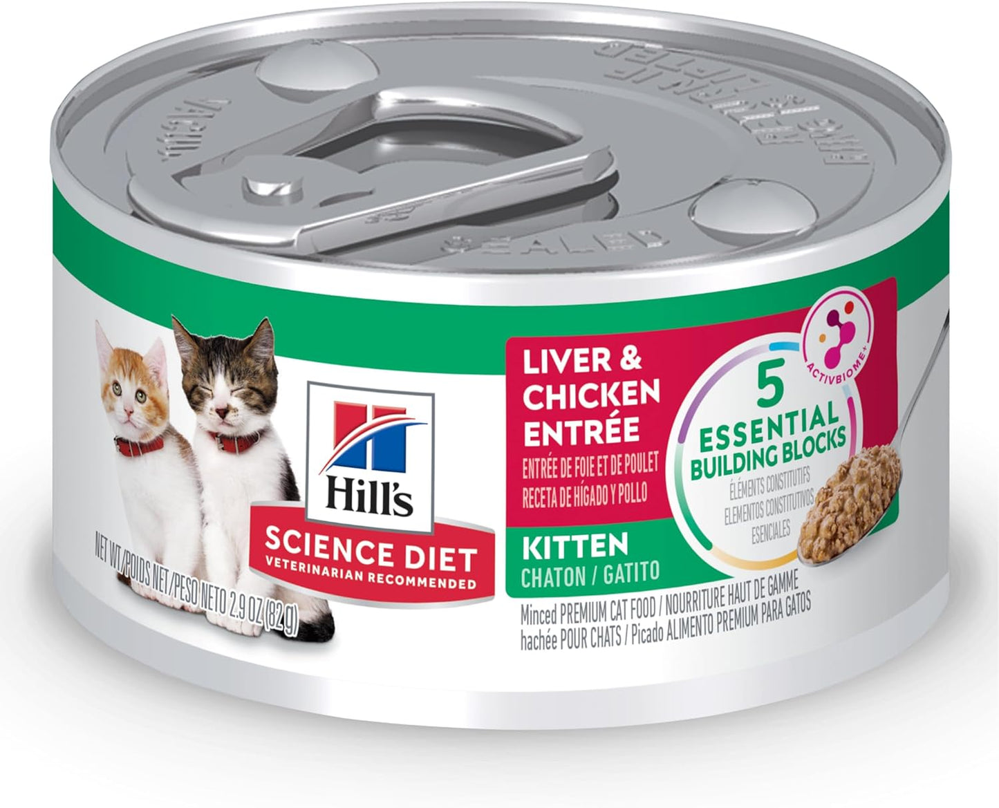 Hill's Science Diet Kitten, Kitten Premium Nutrition, Wet Cat Food, Liver & Chicken Minced, 2.9 oz Can, Case of 24