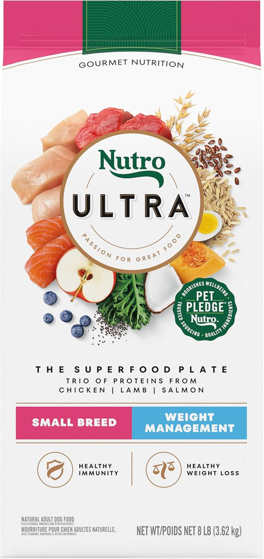 Nutro Ultra Adult Weight Management Small Breed Dry Dog Food, Chicken, Lamb and Salmon, 8 lb. Bag