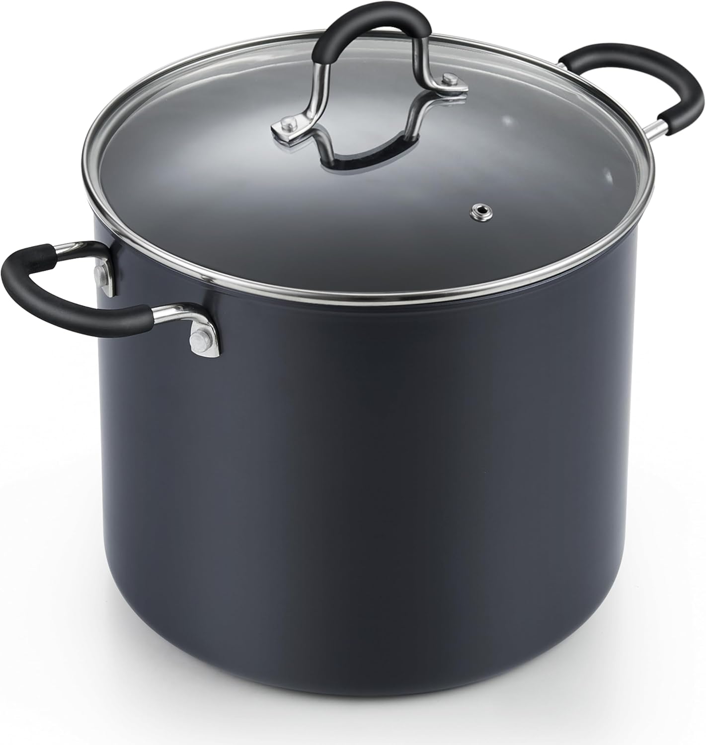 Cook N Home Nonstick Stockpot Soup pot with Lid Professional Hard Anodized 10 Quart, Oven safe - Stay Cool Handles, Black