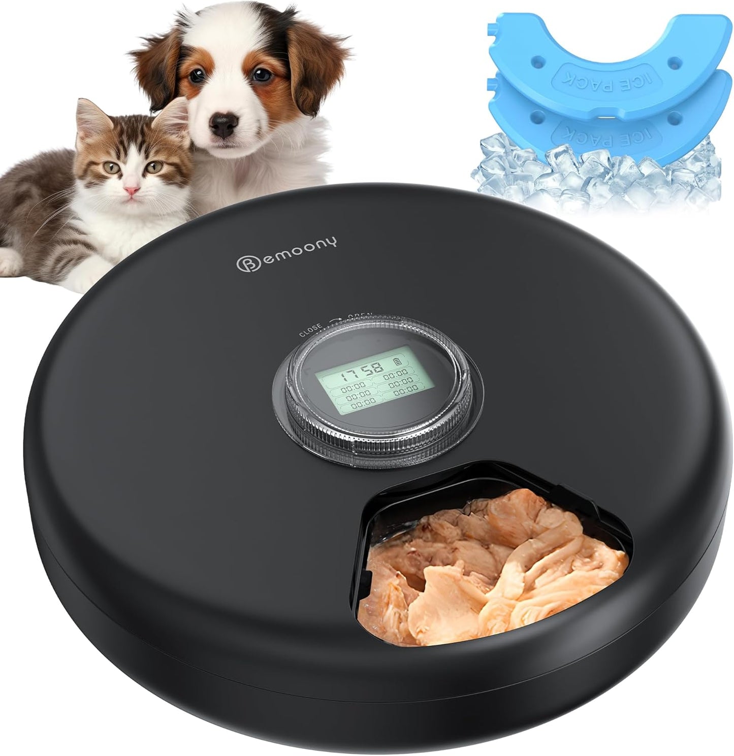 Automatic Cat Feeder Wet Food: Cordless Dog Food Dispenser - Small Pet Fresh Food Refrigerated Container with 2 Ice Packs - Programmable Timer AA Battery Powered Kitten Feeding Bowls - 6 Meals Per Day