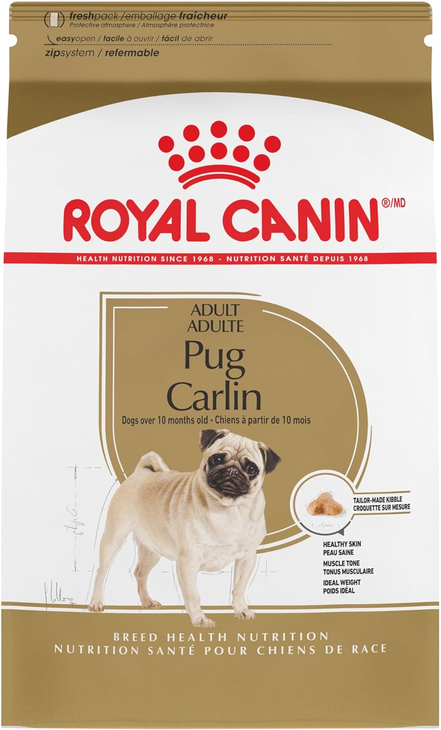 Royal Canin Pug Adult Breed Specific Dry Dog Food, 10 lb bag