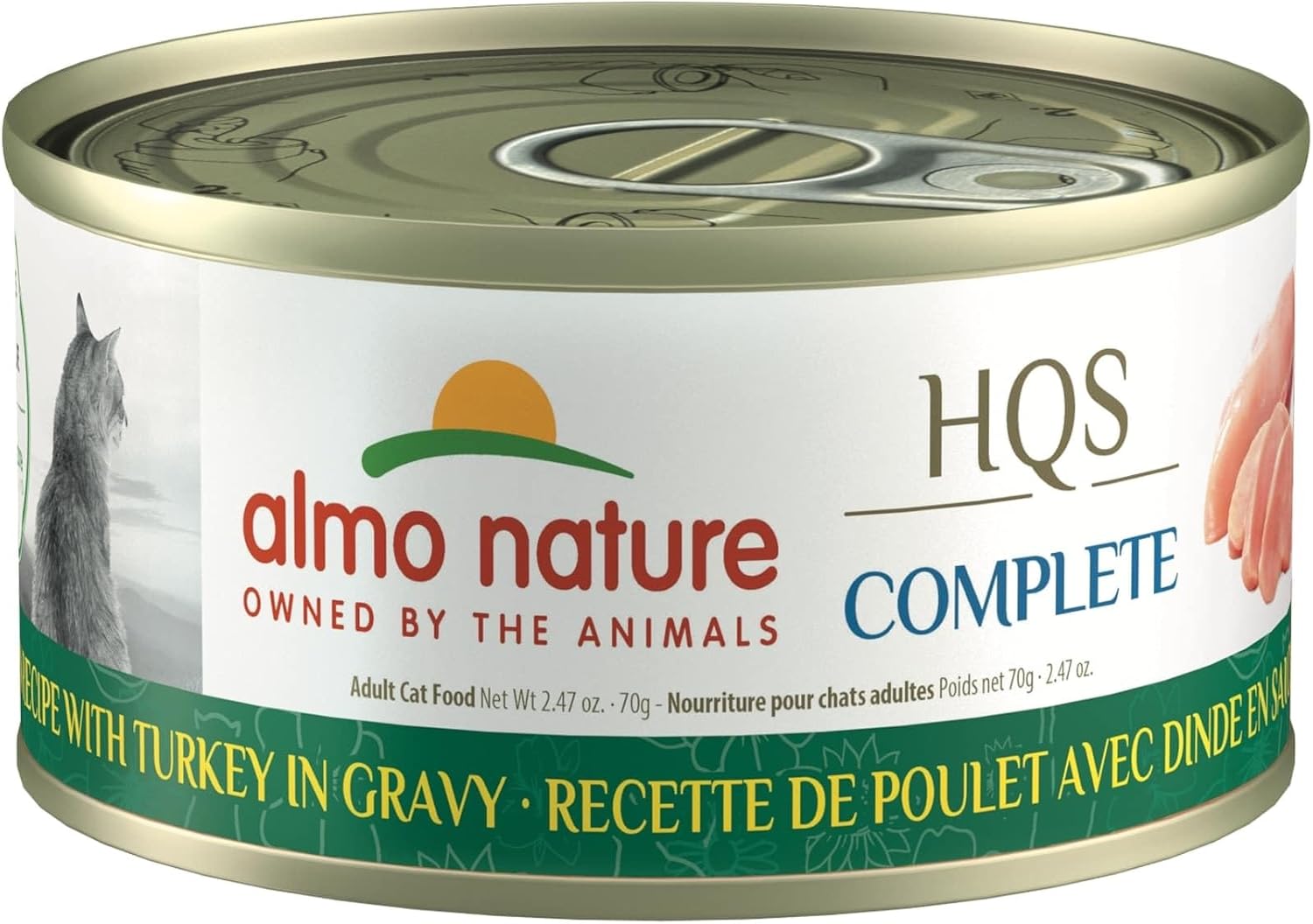 Almo Nature: HQS Complete Cat 12 Pack: Chicken Recipe With Turkey In Gravy - 2.47oz Cat Food Cans, All Natural, Adult Cat Canned Wet Food