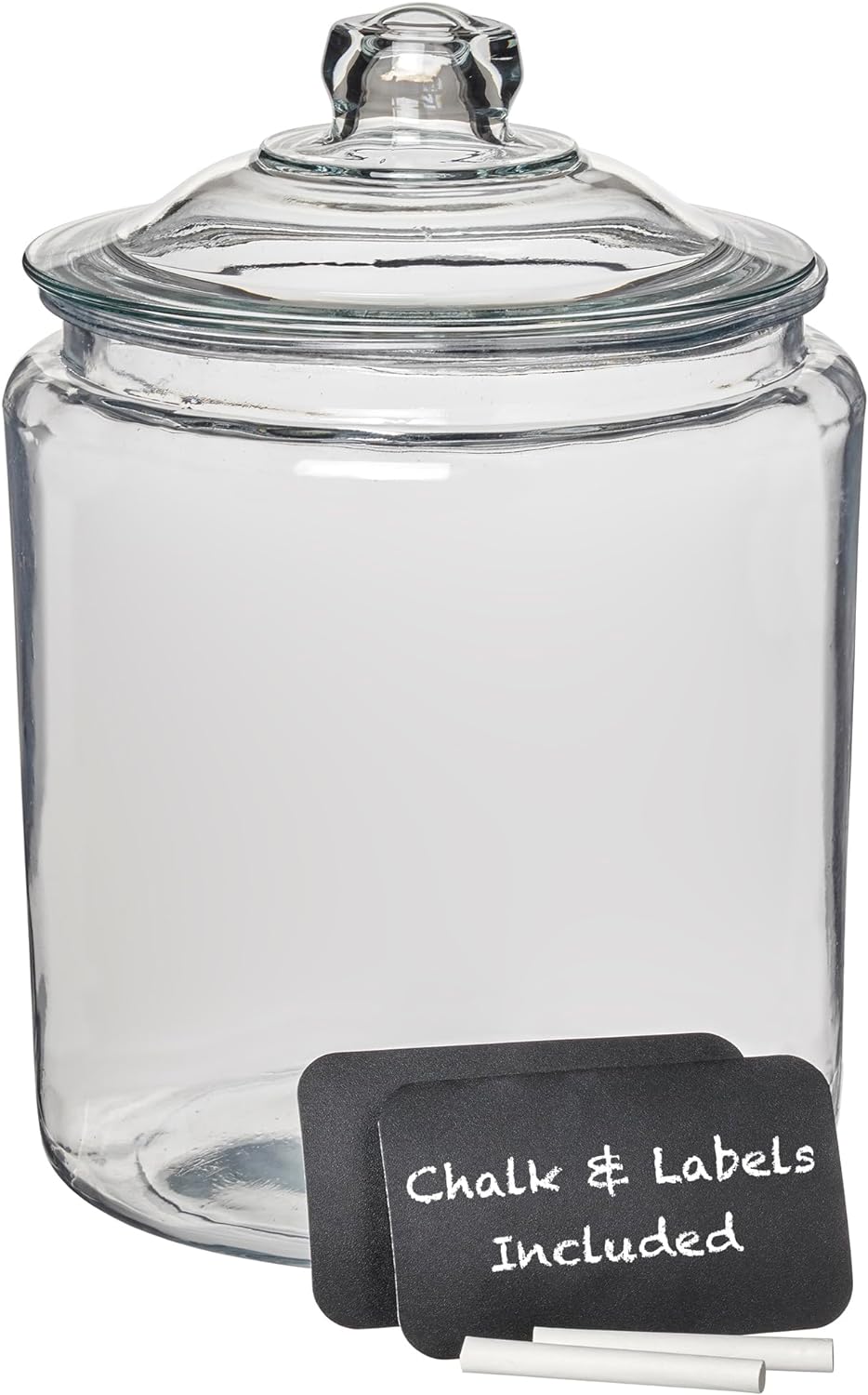 Anchor Hocking Heritage Hill Lid and 2 Chalkboard Labels Glass Jar, 2 Gallon, Set of 1, Clear