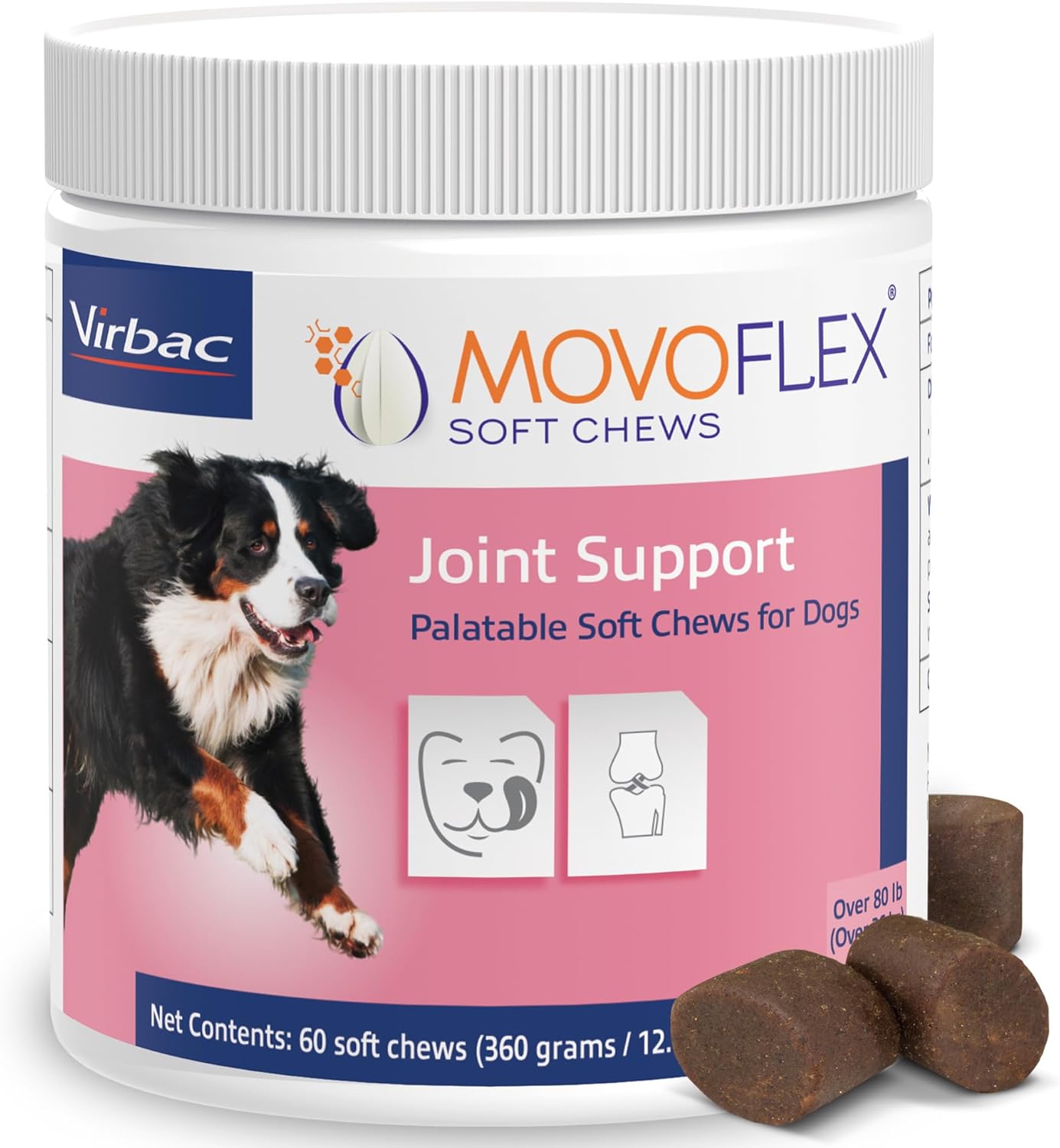 MOVOFLEX Joint Support Supplement for Dogs - Hip and Joint Support - Dog Joint Supplement - Hip and Joint Supplement Dogs - 60 Soft Chews for Large Dogs (by Virbac)