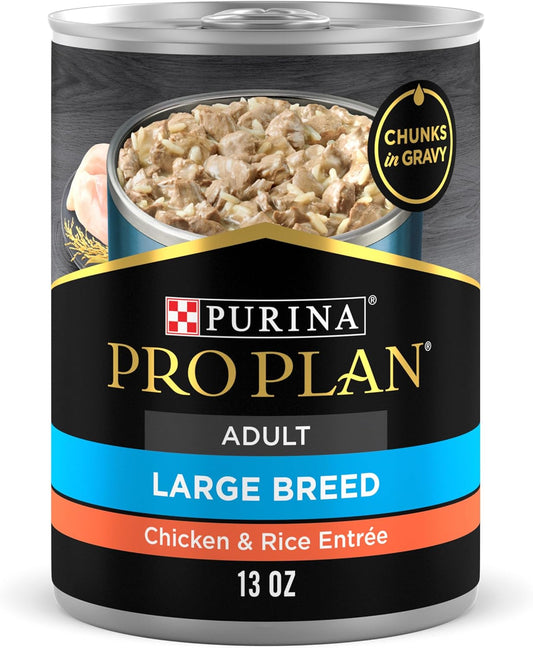 Purina Pro Plan Gravy Wet Dog Food for Large Dogs, Large Breed, Chicken and Rice Entrée - (Pack of 12) 13 oz. Cans