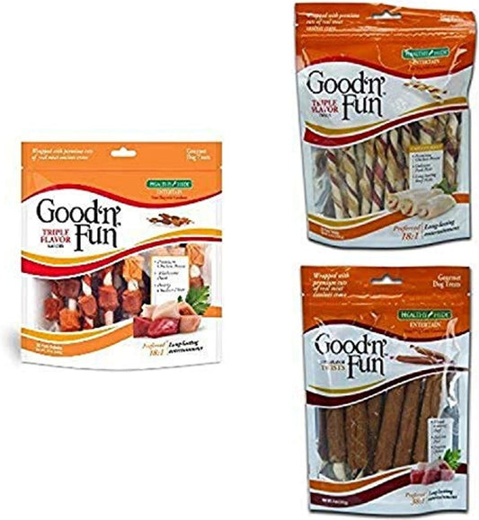 Good 'N' Fun Triple Flavor Jerky Bundle With Ribs, Twists And Kabobs