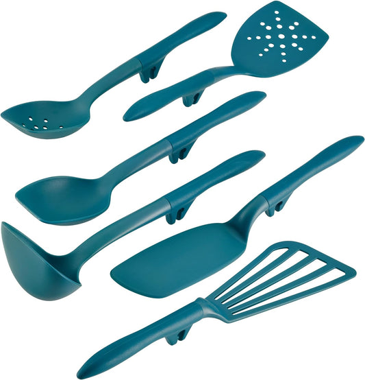 Rachael Ray Gadgets Lazy Tools Nonstick Kitchen/Cooking Utensil Set, 6 Piece, Teal