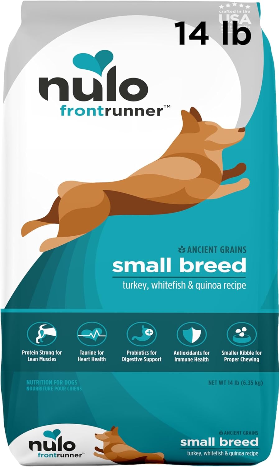 Nulo Frontrunner Small Breed Dry Dog Food, Premium Ancient Grain Small Kibble for Proper Chewing with Taurine for Heart Health and Probiotics for Digestive Support 14 Pound (Pack of 1)