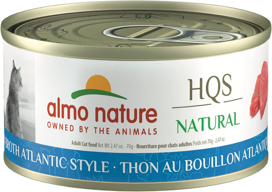 almo nature HQS Natural Tuna Atlantic Style, Grain Free, Additive Free, Adult Cat Canned Wet Food, Flaked