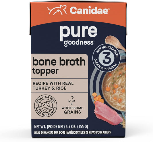 CANIDAE Pure Bone Broth Topper with Real Turkey & Rice Wet Dog Food, 5.5 oz. (Case of 12)